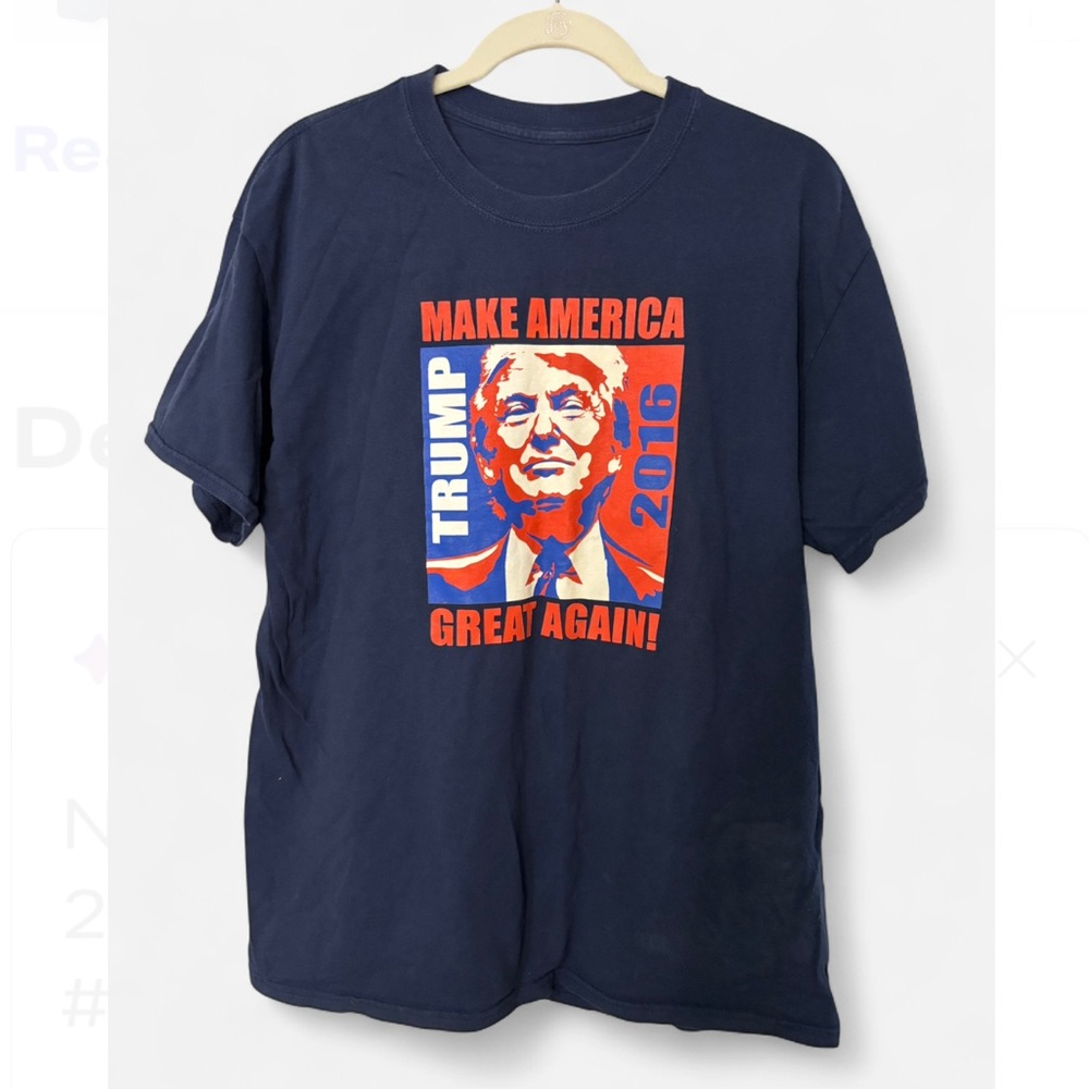 TRUMP Campaign 2016 Tshirt NO SIZE TAG Medium Navy Blue Make America Great Again